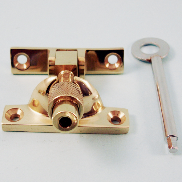 THD185L/PB • Locking • Polished Brass • Locking Narrow Brighton Pattern Sash Fastener